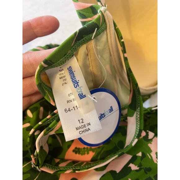 Swimsuits For All Pink Palm Leaf Bikini Set Underwire 2PC NWT Women's Size 12/14 - Picture 6 of 7